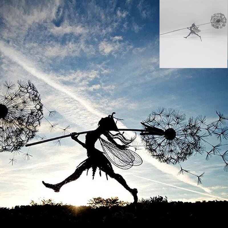 Outdoor Garden Sculpture of Fairies and Dandelions Dancing Together – SV Long Journey