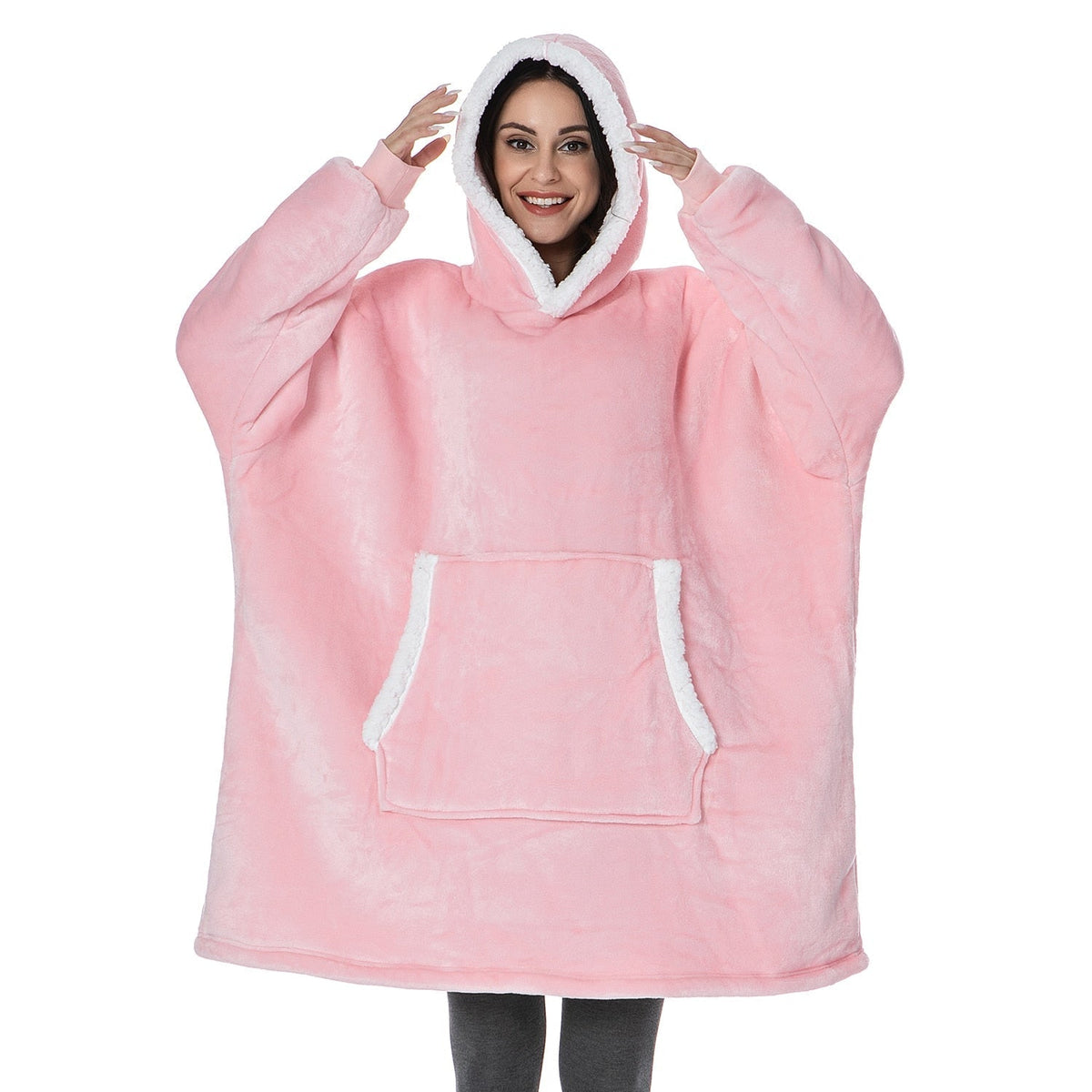 Soft Fleece and Wool Hooded Blanket for Home Comfort and Warmth