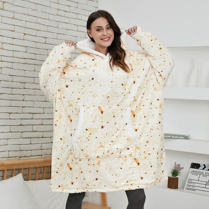 Soft Fleece and Wool Hooded Blanket for Home Comfort and Warmth – Crepe