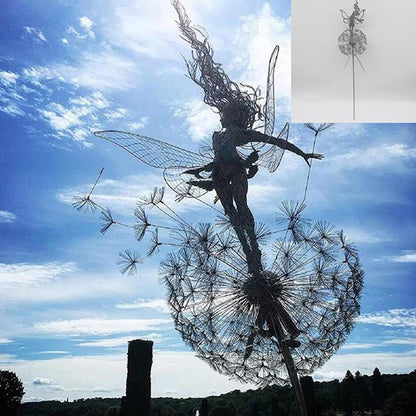 Outdoor Garden Sculpture of Fairies and Dandelions Dancing Together – SV Open Hands