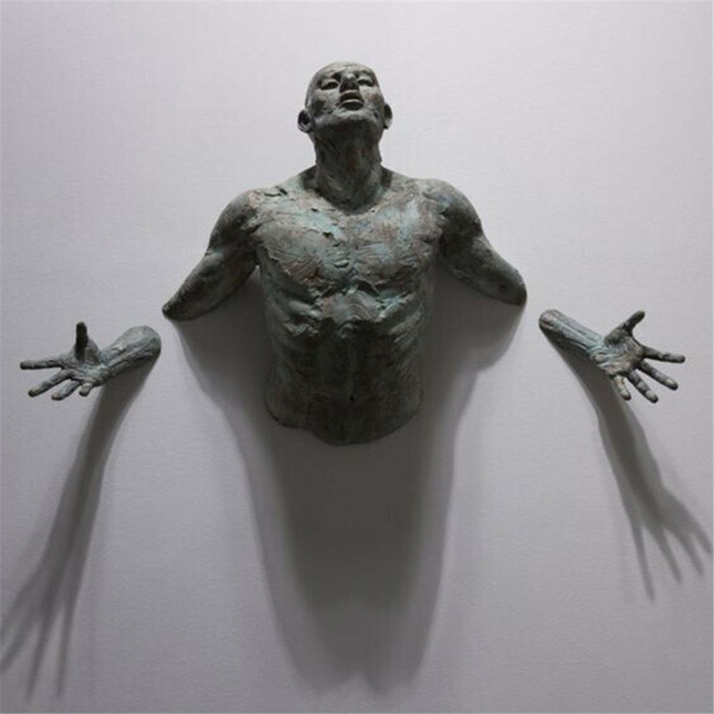 Abstract Climber Wall Art Sculpture - 3D Resin Ornament in Imitation Copper – 7