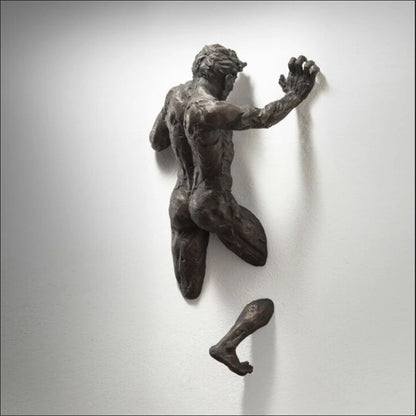 Abstract Climber Wall Art Sculpture - 3D Resin Ornament in Imitation Copper – 4