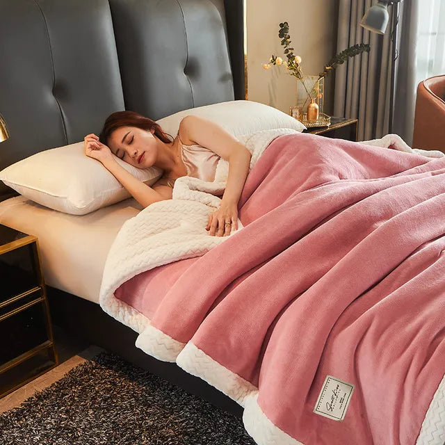 Cozy Winter Fleece Blankets for Home and Sofa – Extra Soft – Bean paste