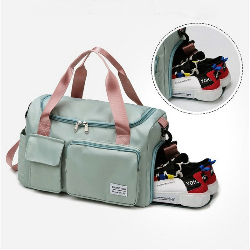 Sport Duffle Bag with Multiple Compartments and Shoe Section – Light Green