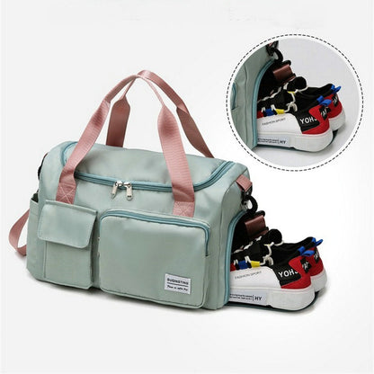 Sport Duffle Bag with Multiple Compartments and Shoe Section – Light Green