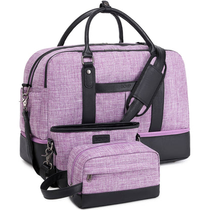 Spacious Travel Duffel for Women - Large Weekend Overnight Bag – Purple Set