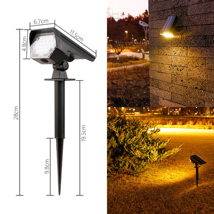 Solar-Powered LED Landscape Spotlight with Adjustable Stake – HP2406-24LED Spotlight (Warm White, 3-step)