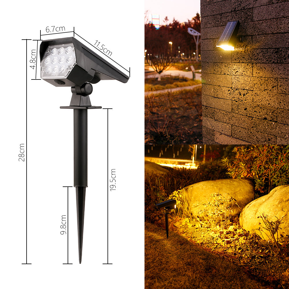 Solar-Powered LED Landscape Spotlight with Adjustable Stake – HP2406-10LED Spotlight (Warm White, 3-step)