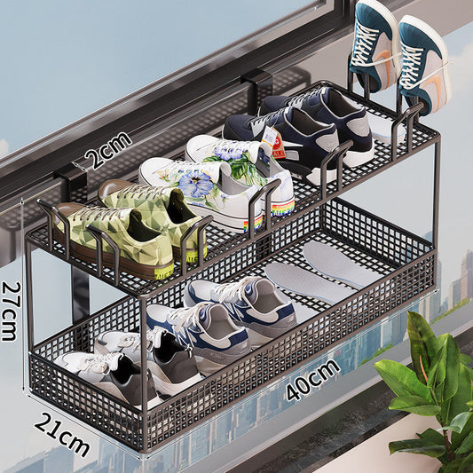 Over-the-Door Shoe Storage Rack with Adjustable Design – Black