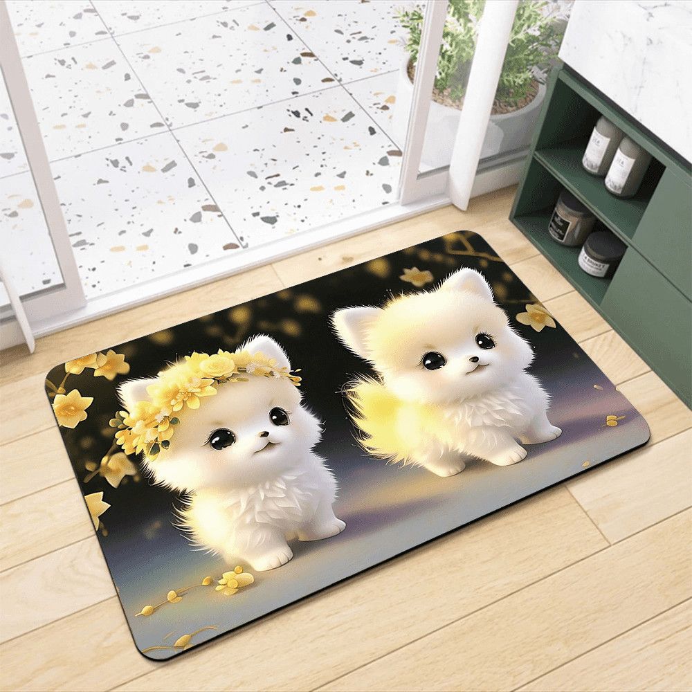 Pomeranian Design Bath Mat - Cute Bathroom Rug – Yellow Dog