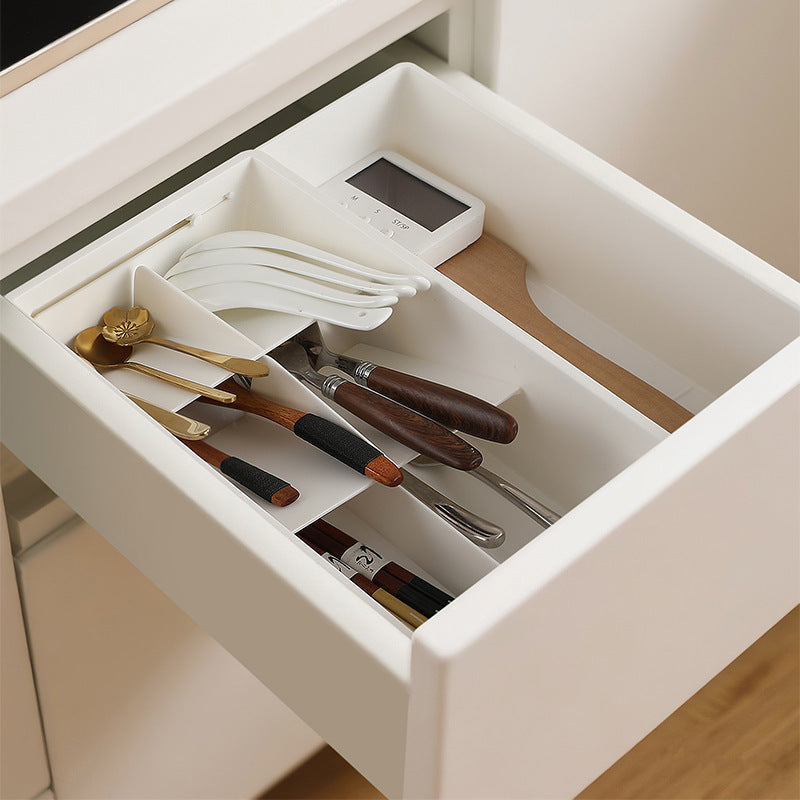 Multi-Section Storage Organizer with Adjustable Compartments – White