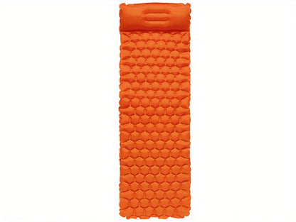 Inflatable Sleeping Pad with Head Support – Lightweight and Cozy – Orange