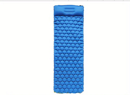 Inflatable Sleeping Pad with Head Support – Lightweight and Cozy – Blue