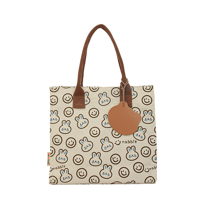 Charming Tote Bag with Graphic Design – Khaki