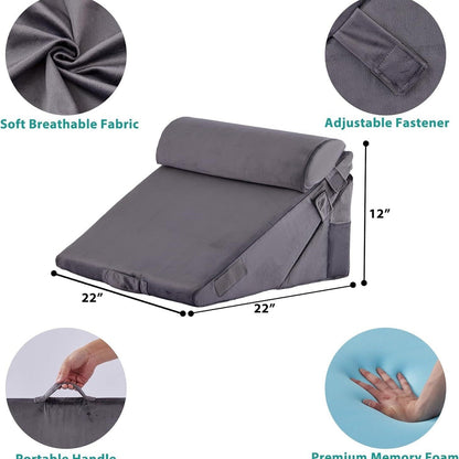 Lounge Support Pillow with Adjustable Wedge Design – Gray
