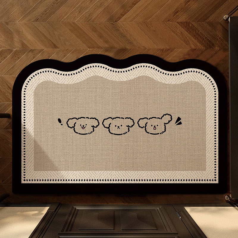 Welcome Mat with Animal Designs – Line Drawing Bear