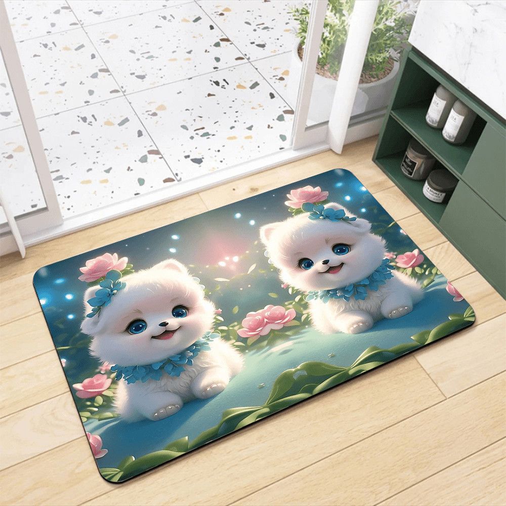 Pomeranian Design Bath Mat - Cute Bathroom Rug – Pink Dog