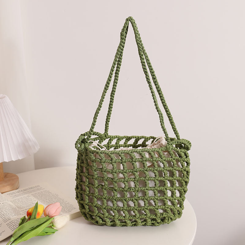 Lightweight Mesh Shoulder Tote – Green