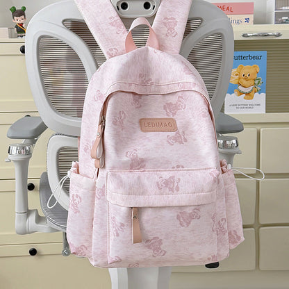 Floral Print Backpack with Cute Design – Pink