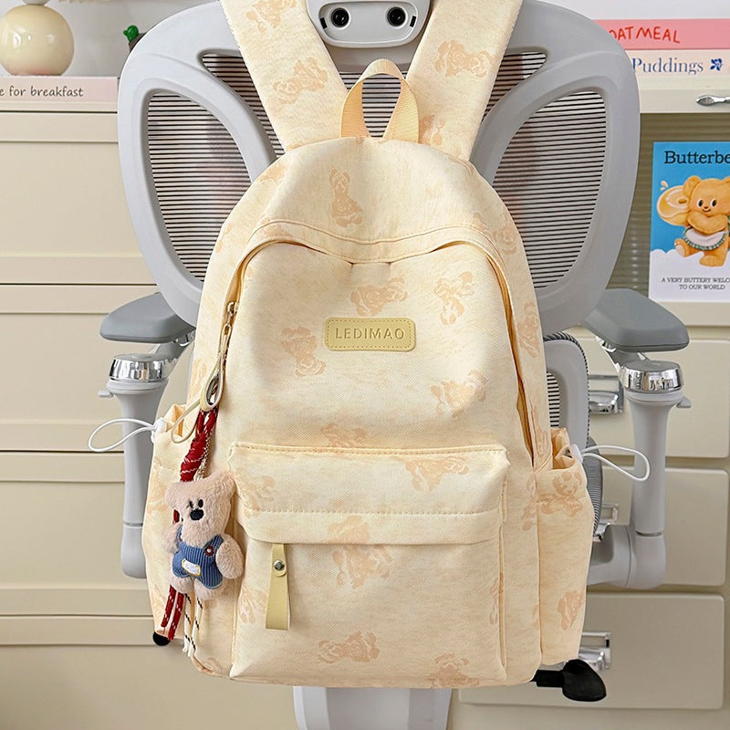 Floral Print Backpack with Cute Design – Yellow