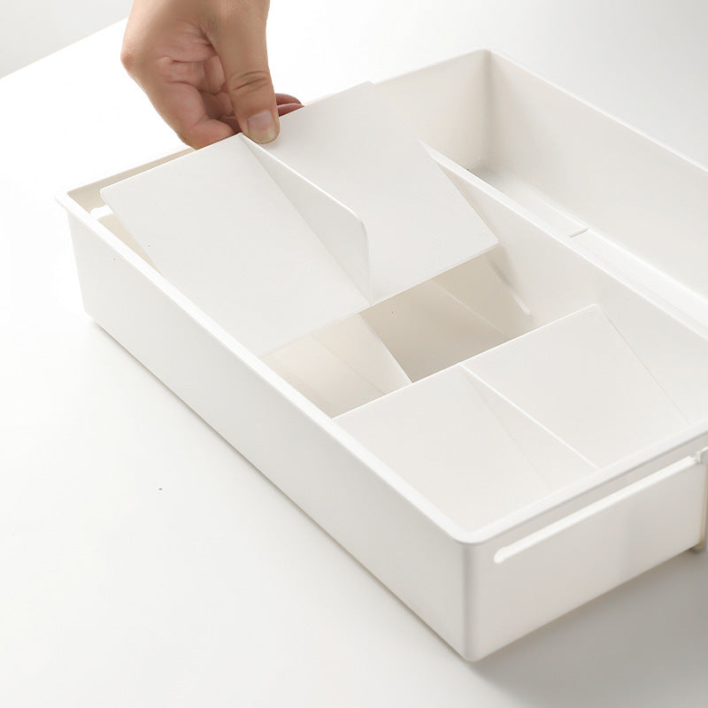 Multi-Section Storage Organizer with Adjustable Compartments – White