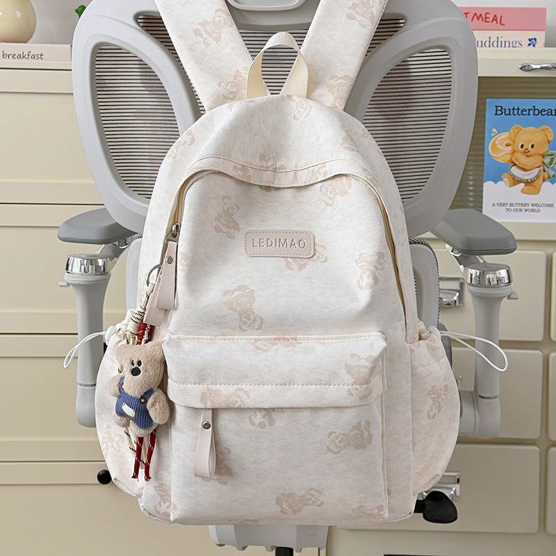Floral Print Backpack with Cute Design – Off White