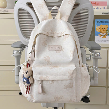 Floral Print Backpack with Cute Design – Off White
