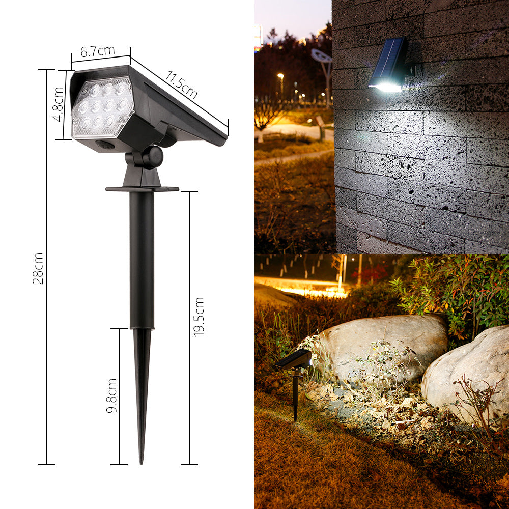 Solar-Powered LED Landscape Spotlight with Adjustable Stake – HP2406-10LED Spotlight — White Light, 3 Modes