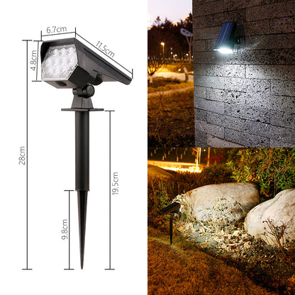 Solar-Powered LED Landscape Spotlight with Adjustable Stake – HP2406-10LED Spotlight — White Light, 3 Modes