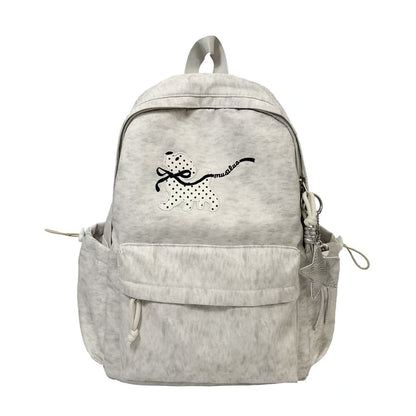 Charming Backpack with Character Design – Light Gray