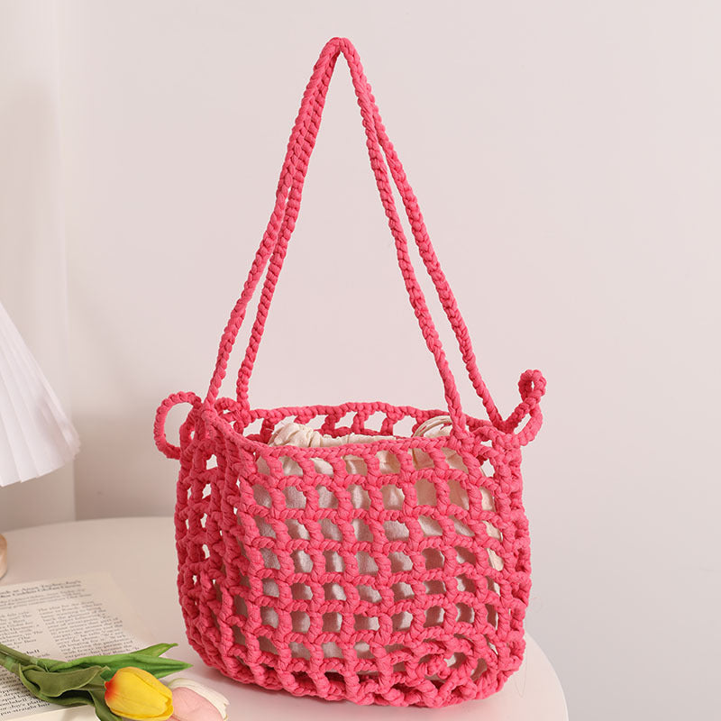 Lightweight Mesh Shoulder Tote – Peach