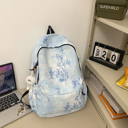 Backpack with Abstract Art Design – Blue