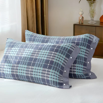 Luxurious Cotton Pillowcase with Button Closure – Blue Weave