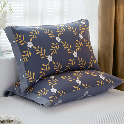 Luxurious Cotton Pillowcase with Button Closure – Dark Blue Charm