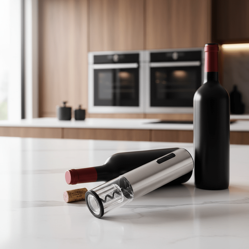 Rechargeable 4-in-1 Electric Wine Opener Set with Foil Cutter, Pourer, and Vacuum Stopper