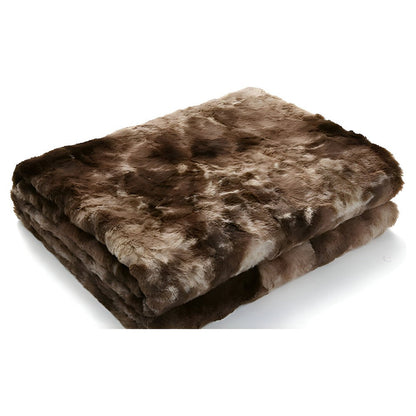 Soft Coral Fleece Blanket in Batik Design – Cozy Velour Winter Throw – Brown