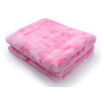 Soft Coral Fleece Blanket in Batik Design – Cozy Velour Winter Throw – Pink