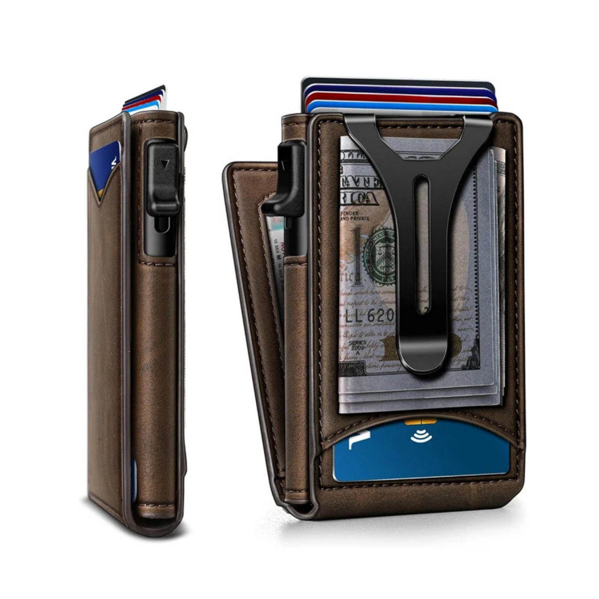RFID-Blocking Slim Wallet in Aluminum Material – coffee