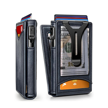 RFID-Blocking Slim Wallet in Aluminum Material – Blue