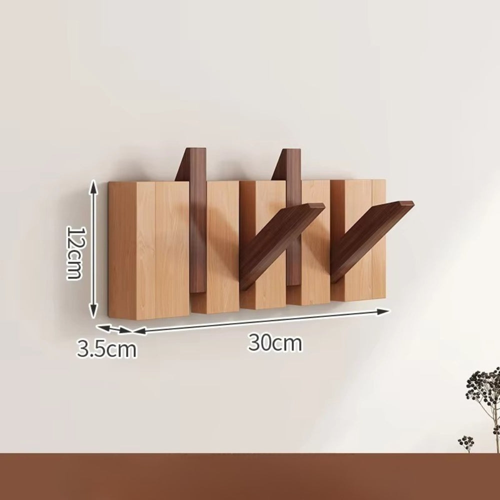 Elegant Foldable Wooden Wall Hook Rack for Easy Organization – Dual Harmony