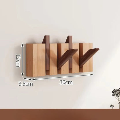 Elegant Foldable Wooden Wall Hook Rack for Easy Organization – Dual Harmony