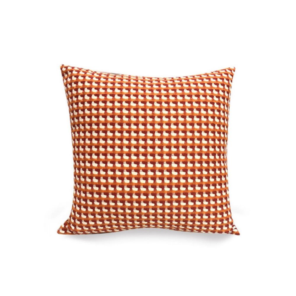Chic Textured Throw Pillow Cover – Rust Check