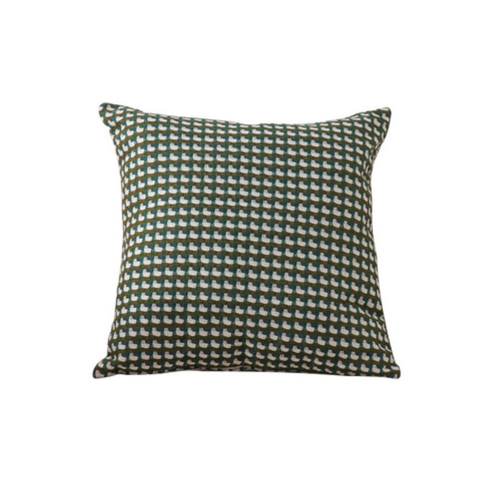 Chic Textured Throw Pillow Cover – Olive Check