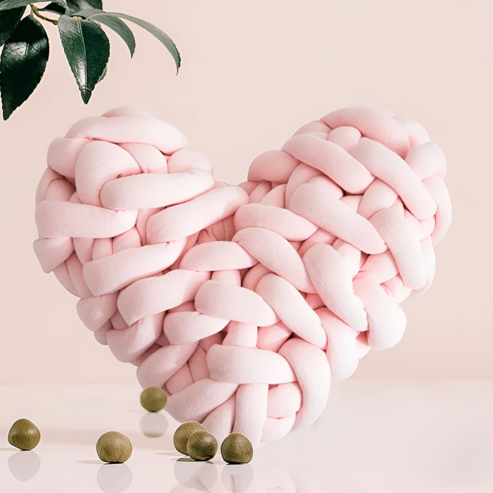 Cozy Heart-Shaped Knot Pillows for Ultimate Relaxation – Pink