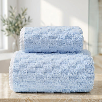 Luxurious Fleece Bath Towel Set - 2 Piece Collection – Blue