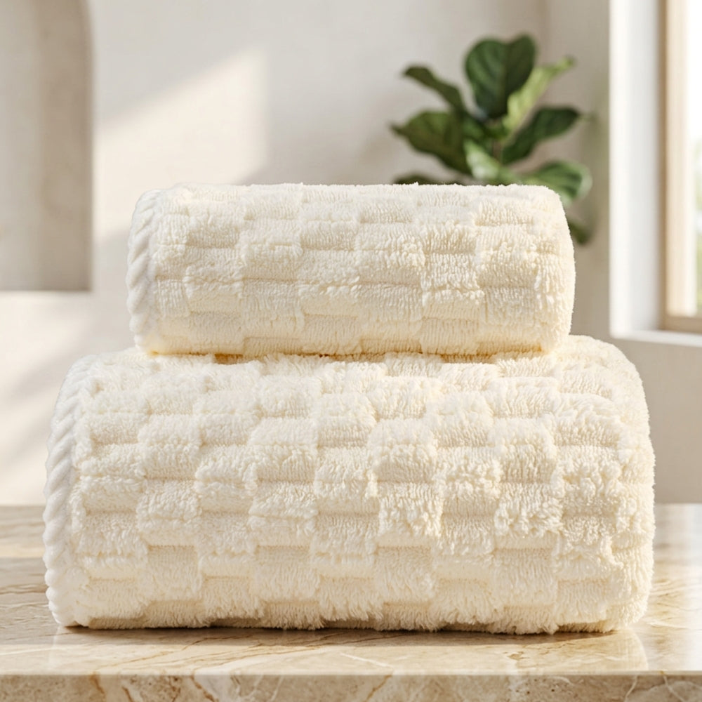 Luxurious Fleece Bath Towel Set - 2 Piece Collection – Off-White