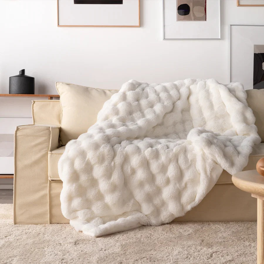 CloudSoft Cozy Throw Blanket for Ultimate Comfort – Ivory Cream