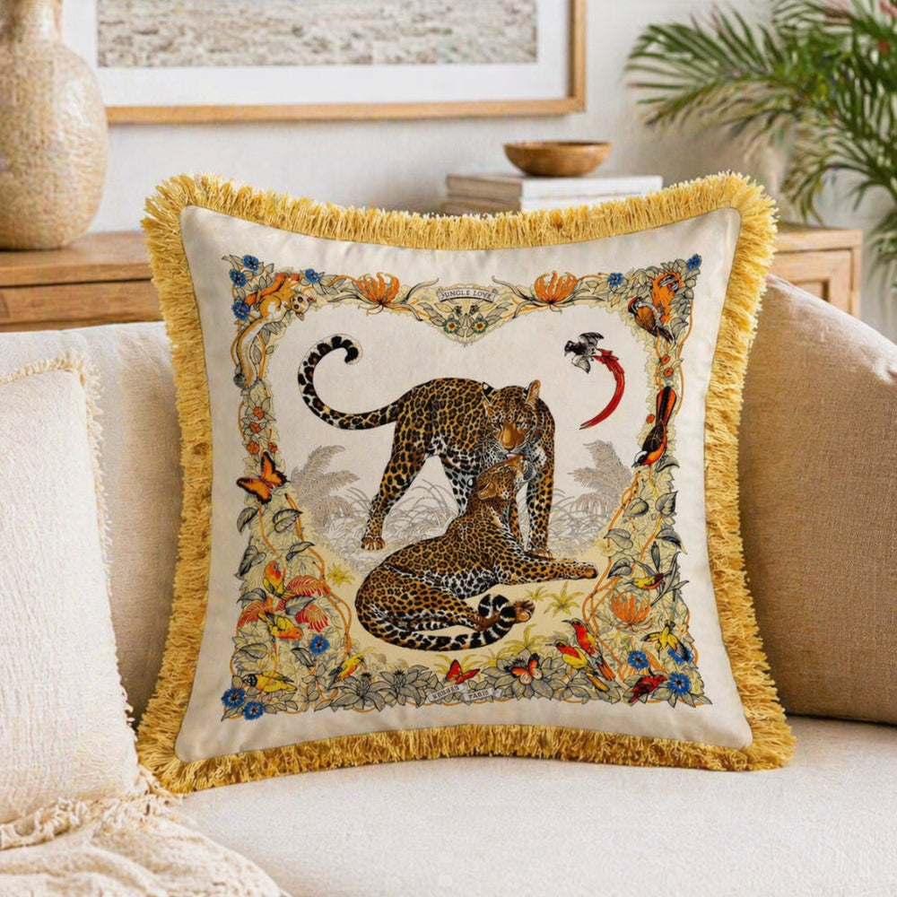 Exotic Jungle Velvet Throw Pillow Cover – Wild Bloom