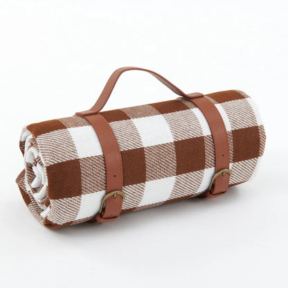 Foldable Outdoor Mat with Carry Strap – Plaid Picnic Blanket – 11