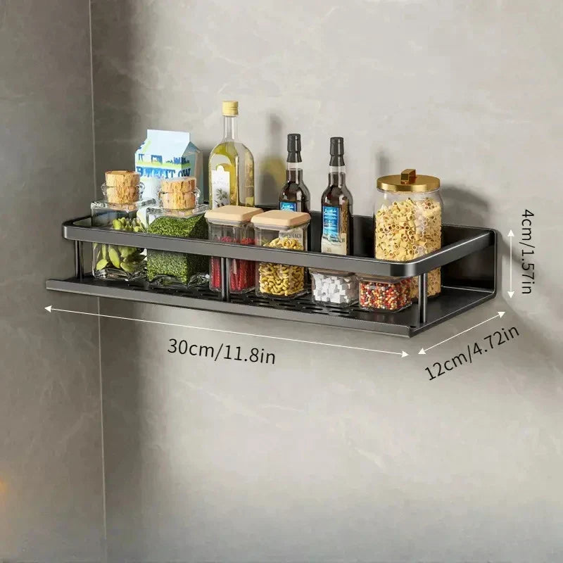 Stylish Wall-Mounted Shelf for Kitchen Storage Solutions – Black 30cm